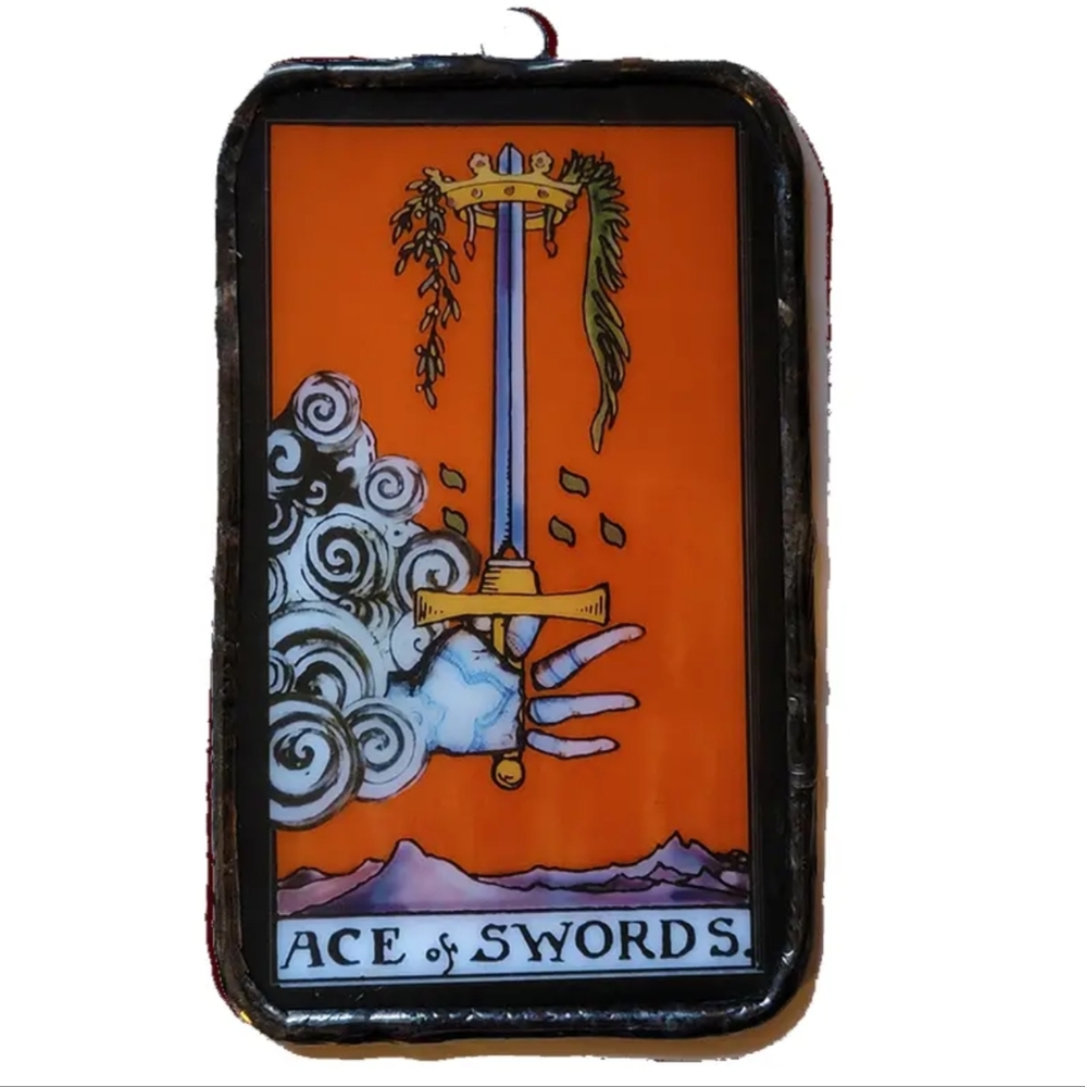 NWT The Ace of Swords Tarot Card Glass Art